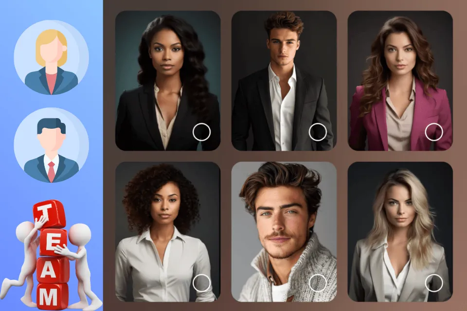 Portraits IA professionnels pour les profils d’équipe