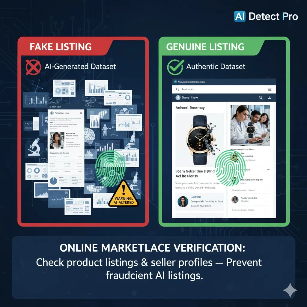 Détection des annonces ainsi que des photos de vendeurs frauduleuses ou générées par IA.
